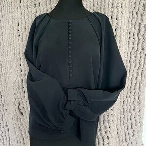 Banana Republic Factory Black Button-Front Blouse (M)